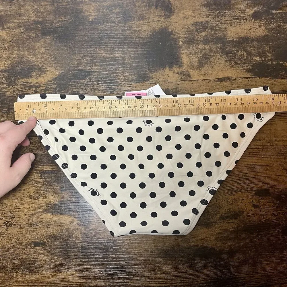 Kate Spade New York Polka Dot Classic Bikini Bottoms White Black L